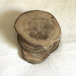 Four Rustic Wood Trunk Coaster Set